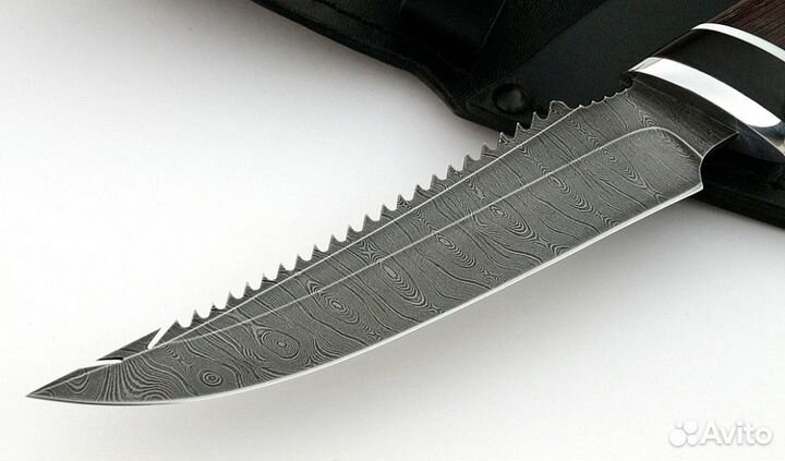 Нож Рыболов-6 сталь дамаск рукоять венге-черный гр