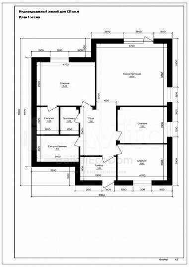 Дом 121 м² на участке 8 сот.