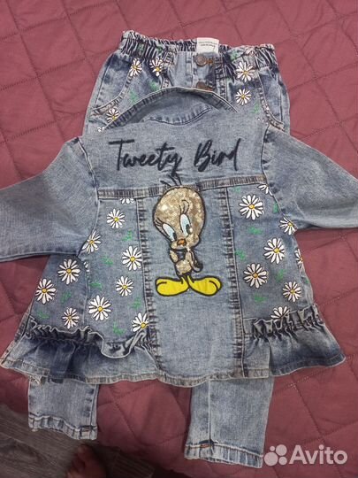 Джинсовый костюм для девочки 98-104