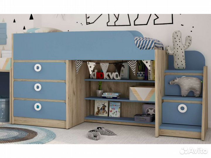 Кровать-чердак с комодом Mini