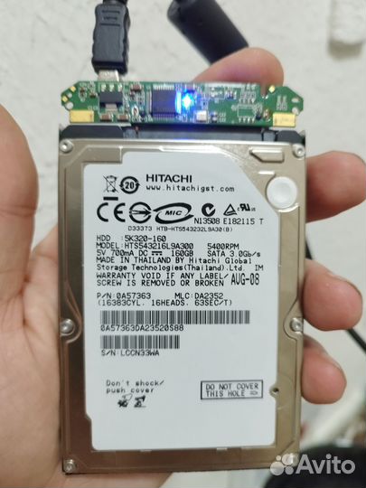 HDD hitachi5K320-160gb (жоский диск) рабочий