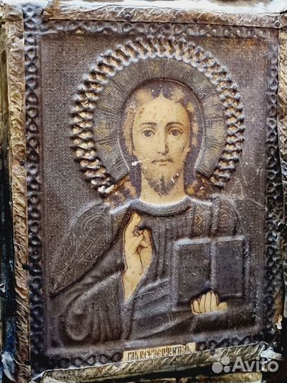 19в. Старинная икона Господь Вседержитель, Иисус Х