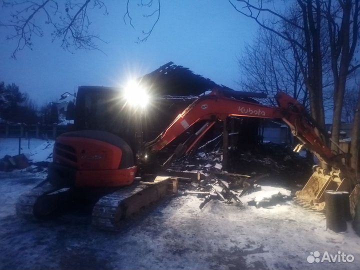 Снос, демонтаж, разборка дома, фундамента