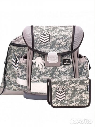 Ранец школьный Belmil camouflage grey SET