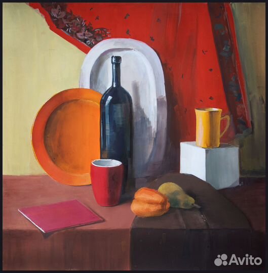 Натюрморт гуашь темпера 69х69 см без рамы