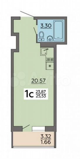 Квартира-студия, 25,5 м², 2/17 эт.