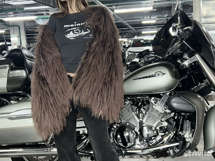 Шуба эко мех шоколадная опиум