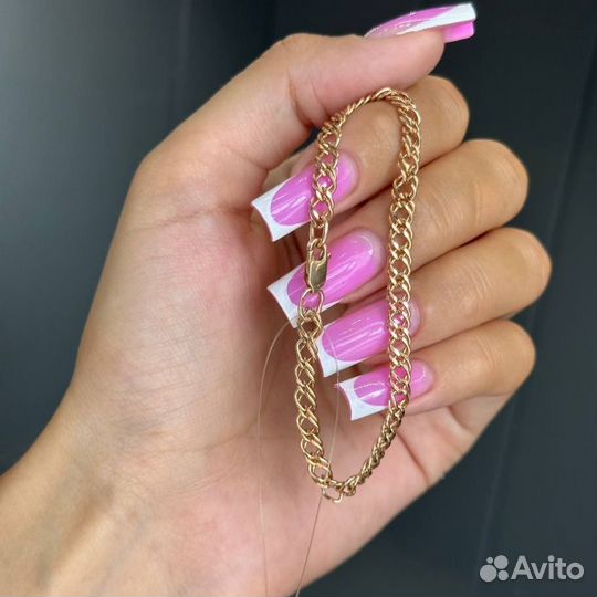 Золотой браслет 585 золото ромб двойной