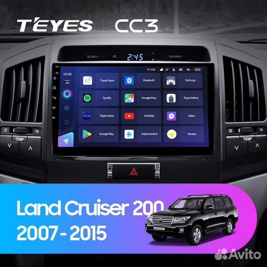 Магнитола Teyes CC3 2K 4/64 для Toyota LC 100-200