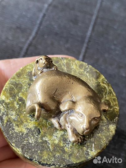 Латунь фигурка собак миниатюра