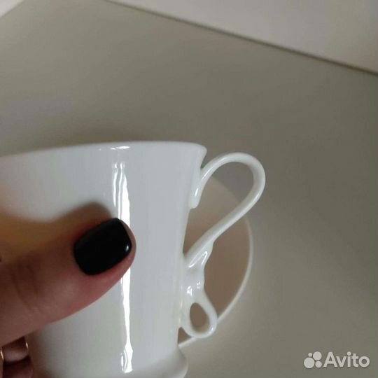 Чайные пары, белый тонкий фарфор