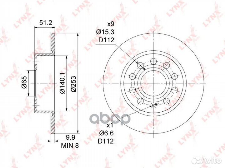 Диск тормозной зад BN1195 lynxauto