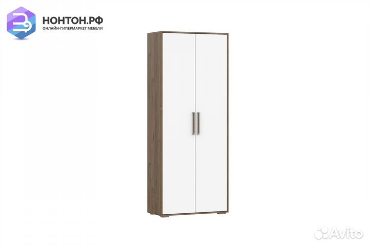 Шкаф двухстворчатый Гарвард гикори темный / белый