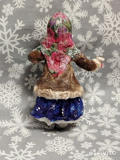 Ватные елочные игрушки девочка с чаем