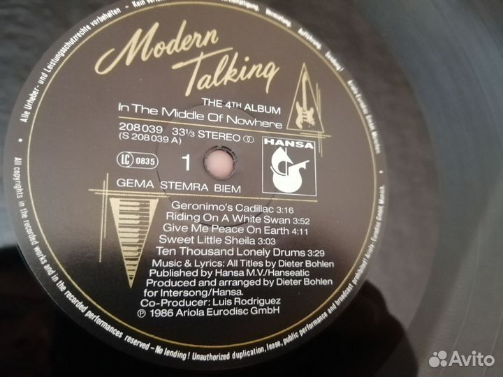 Modern talking, Hansa, Западная Германия,оригиналы