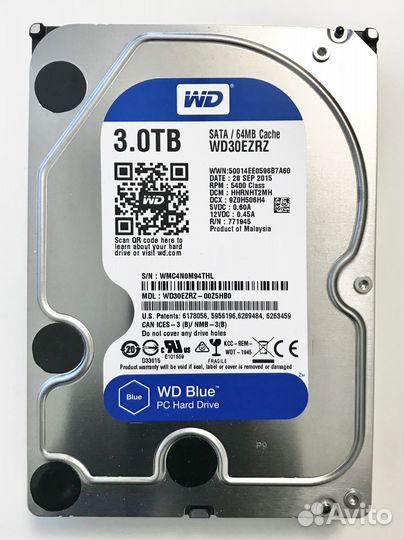 Жесткий диск WD Blue 3TB 5.4K RPM Cache 64MB SATA3