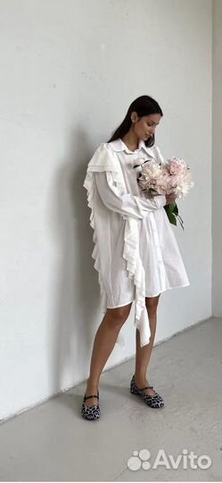 Платье-рубашка с джинсовой баской permanentno