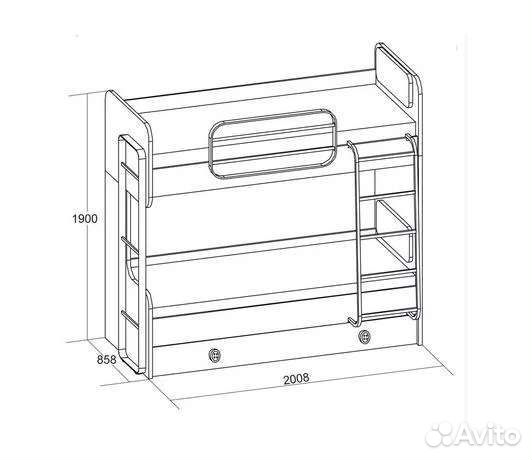 Кровать двухьярусная, шкаф, шкаф-пенал Джинс