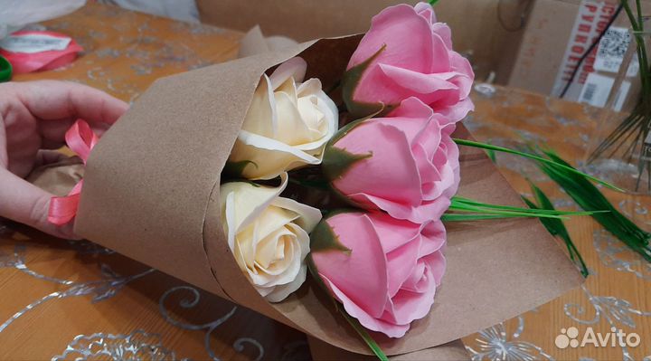 Букет из мыльных роз