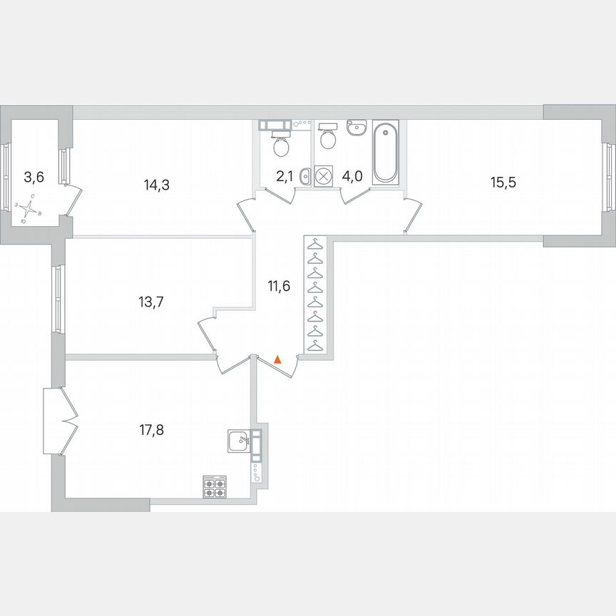 3-к. квартира, 80,8 м², 4/4 эт.