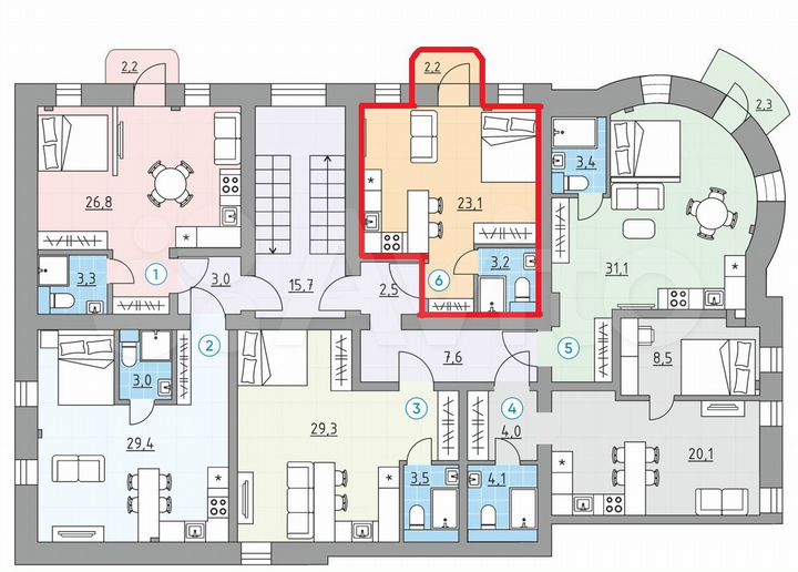 Апартаменты-студия, 28,5 м², 2/4 эт.