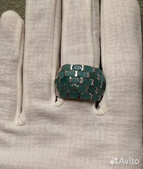 Кольцо серебро с нефритом