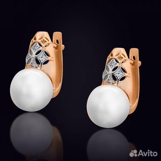 Золотые Серьги 585 пробы с бриллиантами. Рассрочка