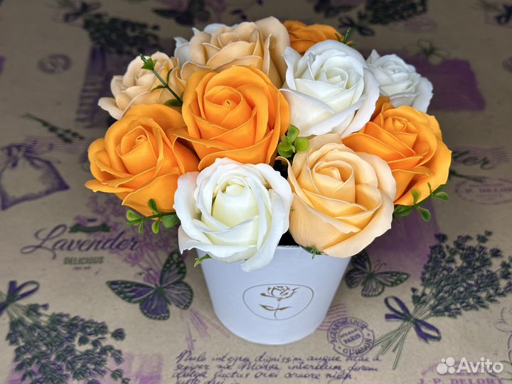 Мыльные розы в букете (Handmade)