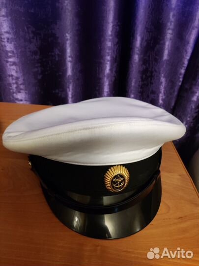 Фуражка белая уставная 58 размер без доп чехла