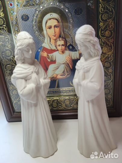 Ангел девушка с крестом из гипса статуя