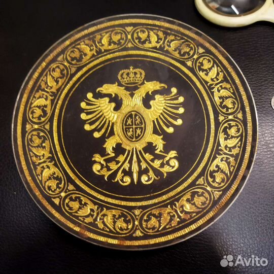 Визитница с орлом золото сталь оригинал в подарок