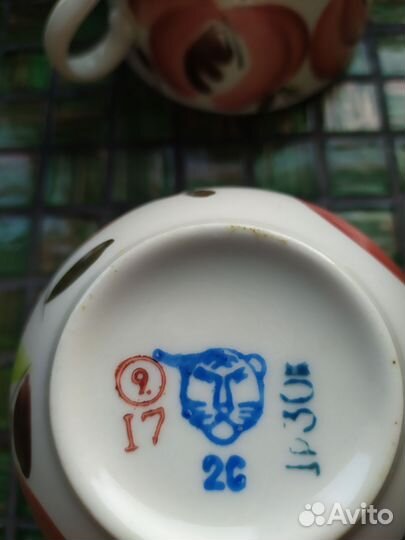 Чашки, молочник, блюдца вфз, роспись 