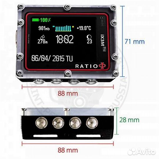 Подводный компьютер Ratio Computers IX3M Tech+ PRO