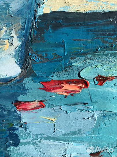 Картина маслом большая интерьерная цветы