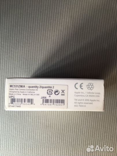 Apple iPad Camera Connection Kit 30 pin