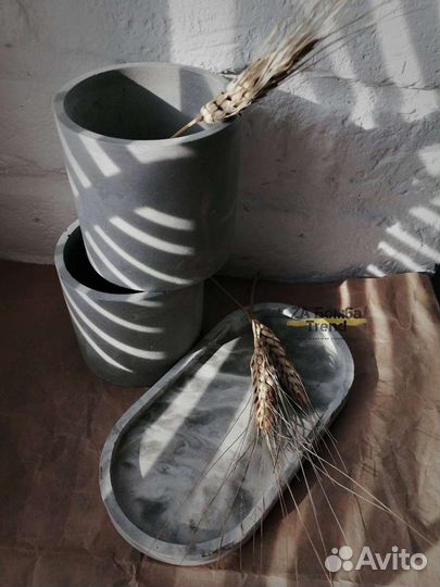 Бетонные кашпо, подсвечники, подносы. Ручная работ