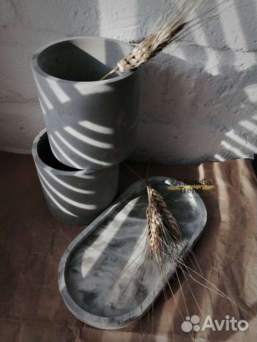 Бетонные кашпо, подсвечники, подносы. Ручная работ