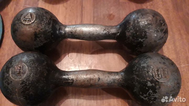 Штанга, гантели, гриф, блины времён СССР