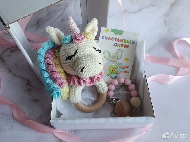 Вязаная погремушка Грызунок Ручная работа