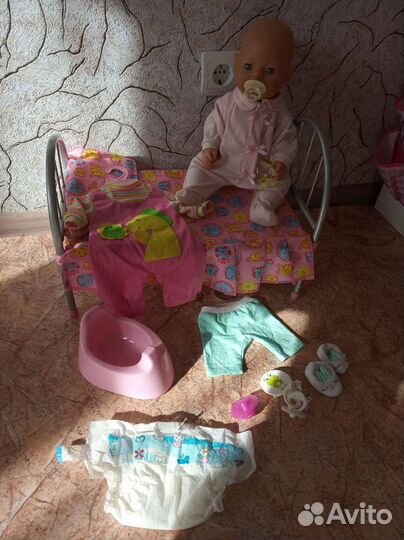 Baby born + кровать с аксессуарами