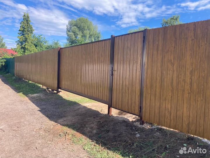 Забор из профлиста под ключ от производителя с гар