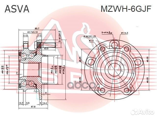 Ступица передняя mzwh6GJF asva