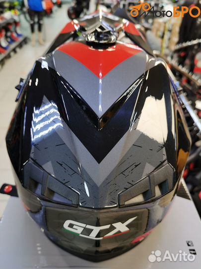 Шлем мото кроссовый GTX 633 black/RED grey