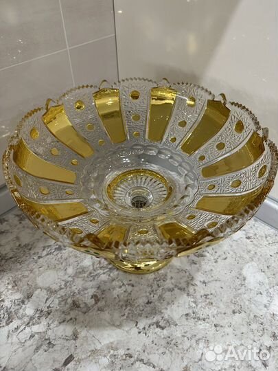 Ваза для фруктов на ножке хрусталь