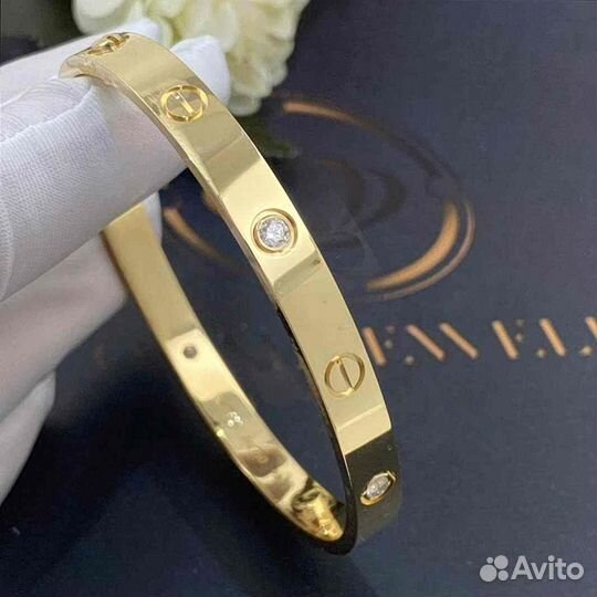 Браслет Cartier Love, 4 брилл., желтое золото 0,42ct