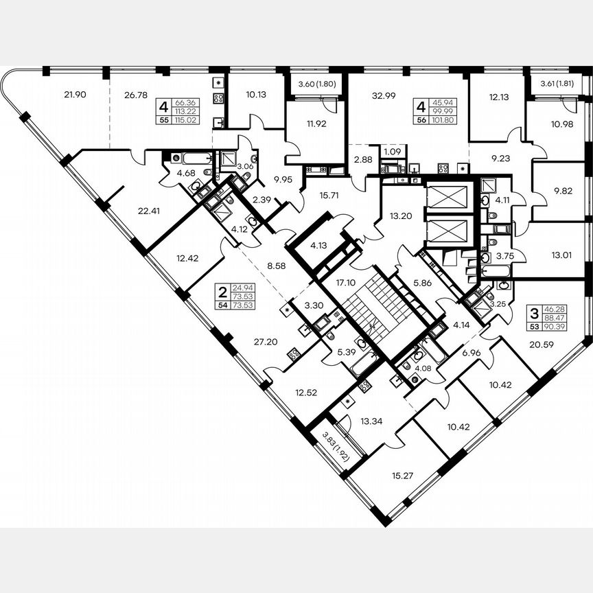 4-к. квартира, 102,9 м², 16/19 эт.