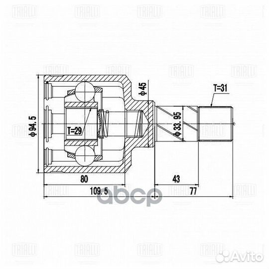 ШРУС для а/м Fiat Ducato 244 (02) 2.3JTD (внутр