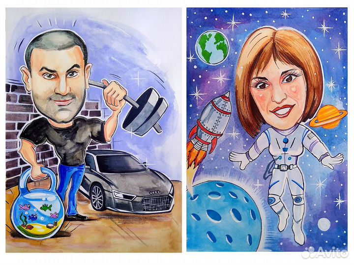 Шарж акварелью Воронеж