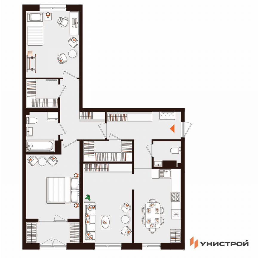 3-к. квартира, 86,8 м², 3/5 эт.