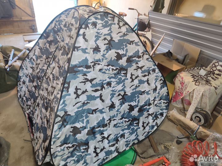 Палатка с матрасом бумажным надувным в комплекте